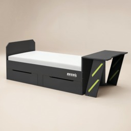 Recoil Alister Gaming Single Bed with Desk Charcoal & Green - thumbnail 5