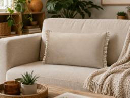 Wylder Tilly Reversible Velvet Cushion Cover -Oyster/Lace - thumbnail 2