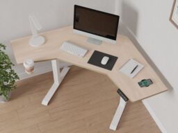 Koble Gino Height Adjustable Corner Desk With Wireless Charging Ash - thumbnail 3