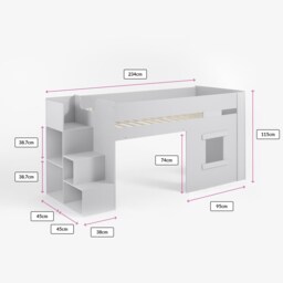 Flair Marlowe Staircase Mid Sleeper with Storage White - thumbnail 7