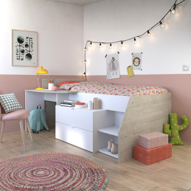 Parisot Milky Mid Sleeper Cabin Bed with Storage White & Grey - image 1