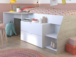 Parisot Milky Mid Sleeper Cabin Bed with Storage White & Grey - thumbnail 3