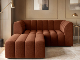 SOLACE+CO Halle Channel Tufted 2 Seater Sofa with Footstool Burnt Orange Chenille - thumbnail 2