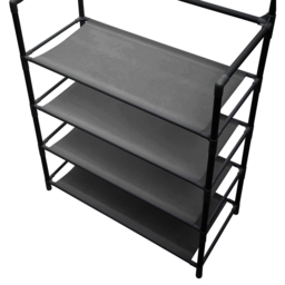 "Living & Home Entryway 4 Tier Shoe Rack with Coat Hanger-Black " - thumbnail 6