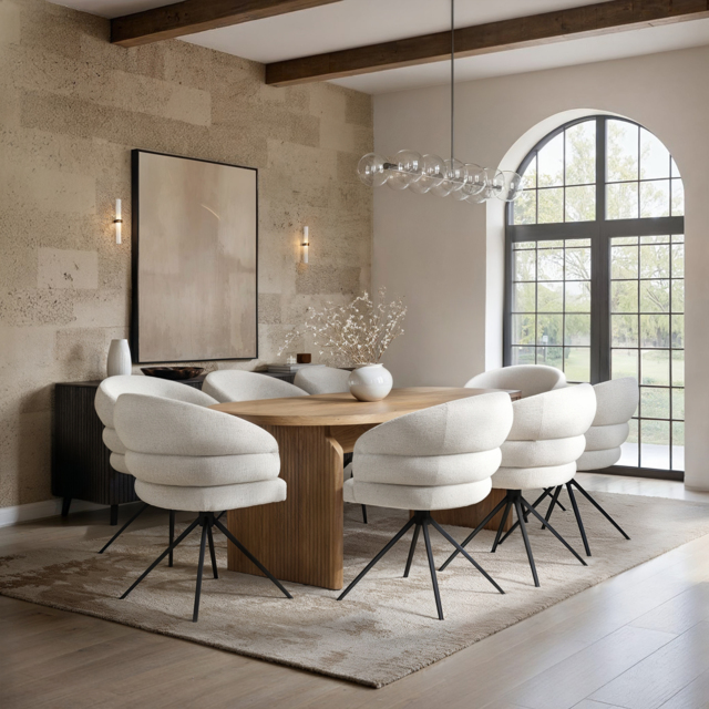 SOLACE+CO Varm Ribbed Oval Dining Table with Eira Chairs Set of 8 - image 1