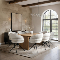 SOLACE+CO Varm Ribbed Oval Dining Table with Eira Chairs Set of 8