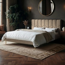SOLACE+CO Isabela Kingsize Chenille Bed Frame Frame Beige