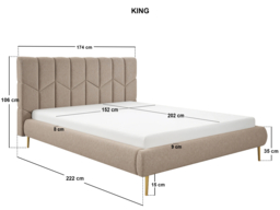 SOLACE+CO Isabela Kingsize Chenille Bed Frame Frame Beige - thumbnail 4