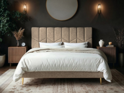 SOLACE+CO Isabela Kingsize Chenille Bed Frame Frame Beige - thumbnail 2