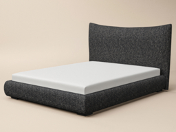 SOLACE+CO Miller Curved Headboard Bed Frame Black Chenille-Double - thumbnail 5