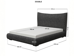 SOLACE+CO Miller Curved Headboard Bed Frame Black Chenille-Double - thumbnail 7
