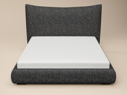 SOLACE+CO Miller Curved Headboard Bed Frame Black Chenille-Double - thumbnail 6