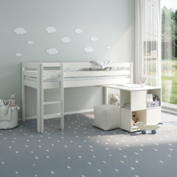 Noomi Nora Solid Wood Mid Sleeper Workstation (FSC-Certified)-White