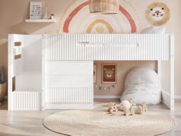 Flair Luca Mid Sleeper with 3 Drawer Chest White Ribbed