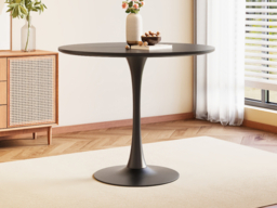 "Living & Home Modern Round Wooden Table with Metallic Base-Black " - thumbnail 2