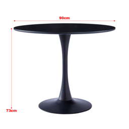 "Living & Home Modern Round Wooden Table with Metallic Base-Black " - thumbnail 6