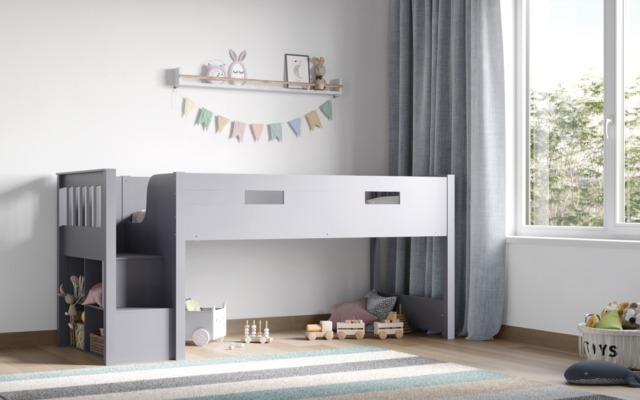 Flair Charlie Staircase Mid Sleeper Bed Grey - image 1