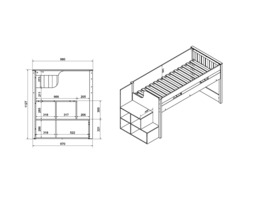 Flair Charlie Staircase Mid Sleeper Bed Grey - thumbnail 6
