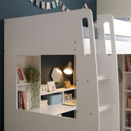 Flair Harper High Sleeper with Desk & Wardrobe White - thumbnail 6