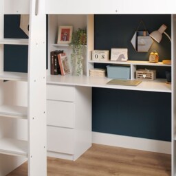 Flair Harper High Sleeper with Desk & Wardrobe White - thumbnail 4