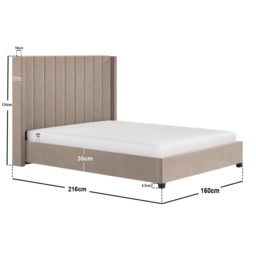 Flair Tiggy Kingsize Ottoman Bed with Winged Headboard Beige Velvet - thumbnail 6