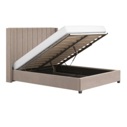 Flair Tiggy Kingsize Ottoman Bed with Winged Headboard Beige Velvet - thumbnail 5