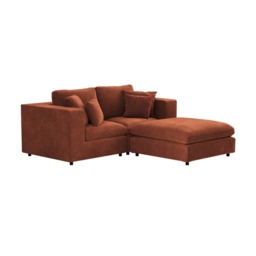 SOLACE+CO Asher 3 Seater Sofa with Reversible Footstool Burnt Orange Chenille - thumbnail 5