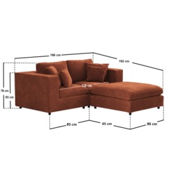 SOLACE+CO Asher 3 Seater Sofa with Reversible Footstool Burnt Orange Chenille - thumbnail 7