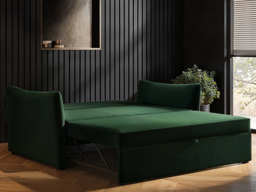 SOLACE+CO Skyler 2 Seater Sofa Bed Bottle Green Velvet - thumbnail 4