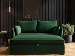 SOLACE+CO Skyler 2 Seater Sofa Bed Bottle Green Velvet - thumbnail 3
