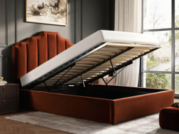 Flair Margot Kingsize Ottoman Bed Orange Velvet - thumbnail 3
