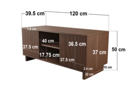 SOLACE+CO Velmor 120cm Ribbed TV Unit with Storage-Walnut - thumbnail 6
