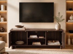 SOLACE+CO Velmor 120cm Ribbed TV Unit with Storage-Walnut - thumbnail 3