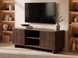 SOLACE+CO Velmor 120cm Ribbed TV Unit with Storage-Walnut - thumbnail 2