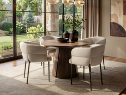 " SOLACE+CO Ebony Extendable Dining Table with 4 Elise Chairs Beige" - thumbnail 2