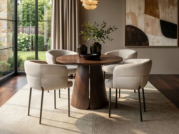 " SOLACE+CO Ebony Extendable Dining Table with 4 Elise Chairs Beige" - thumbnail 3