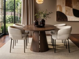 " SOLACE+CO Ebony Extendable Dining Table with 4 Elise Chairs Beige" - thumbnail 4