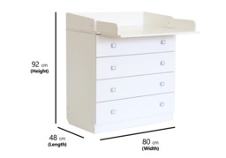 Kidsaw Kudl Kids 4 Drawer Changing Unit 1580 in White - thumbnail 2