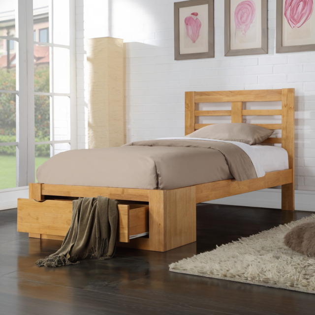 Flintshire Furniture New Bretton Wooden Bed Frame -Oak-Single - image 1