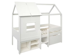 Kids Avenue Ordi Mini Playhouse Mid Sleeper Bed with Storage White - thumbnail 6