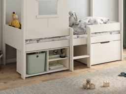 Kids Avenue Ordi Mini Playhouse Mid Sleeper Bed with Storage White - thumbnail 4