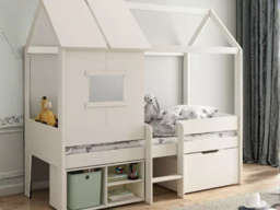 Kids Avenue Ordi Mini Playhouse Mid Sleeper Bed with Storage White - thumbnail 2