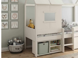 Kids Avenue Ordi Mini Playhouse Mid Sleeper Bed with Storage White - thumbnail 3
