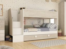 Trasman Easy Single Bunk Bed with Trundle and Storage White - thumbnail 3