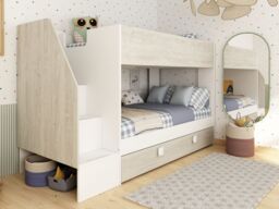 Trasman Easy Single Bunk Bed with Trundle and Storage White - thumbnail 2