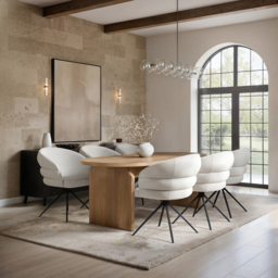 SOLACE+CO Varm Ribbed Oval Dining Table with Eira Chairs Set of 6 - thumbnail 1
