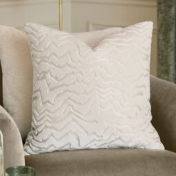 Paoletti Tierra 50 x 50cm Cut Velvet Cushion-White-Feathers - thumbnail 1