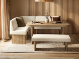 Solace+Co Nolan Dining Table & Seating Set-Natural & Beige - thumbnail 2