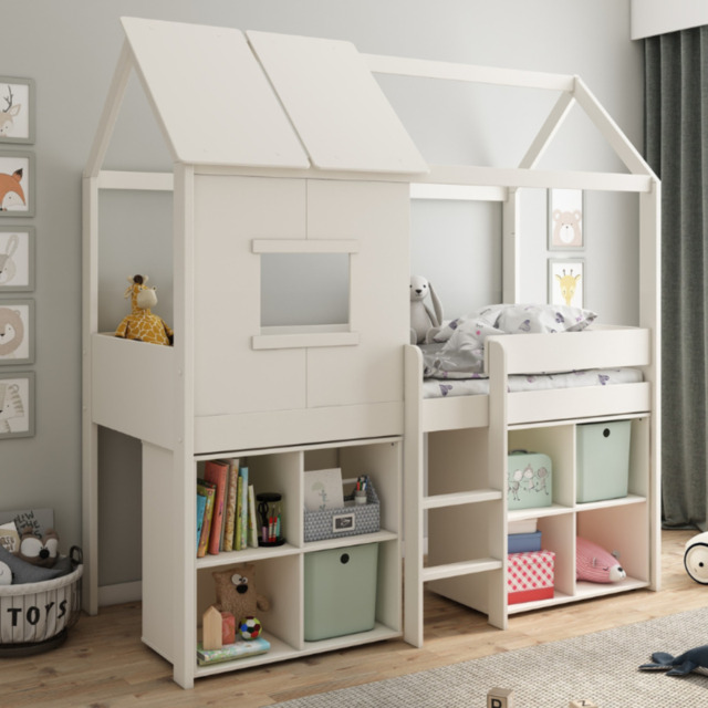 Kids Avenue Ordi Playhouse White Mid Sleeper Bed with Storage Underneath - image 1