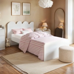 Flair Calista Ribbed Cloud Headboard Single Bed White - thumbnail 1